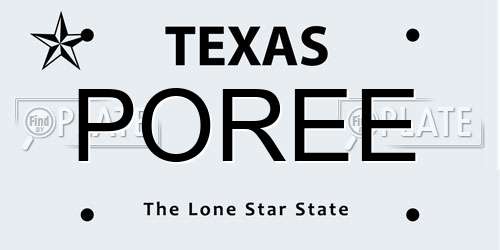 POREE Texas License Plate