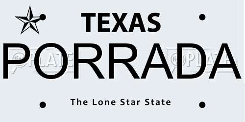 PORRADA Texas License Plate