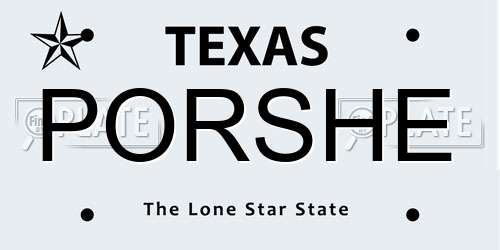 PORSHE Texas License Plate