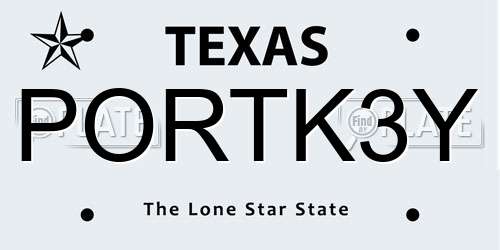 PORTK3Y Texas License Plate