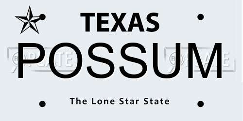 POSSUM Texas License Plate