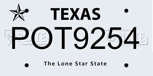 POT9254 Texas License Plate
