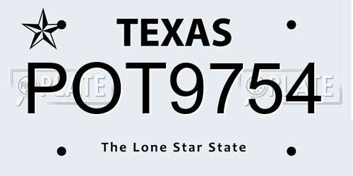 POT9754 Texas License Plate