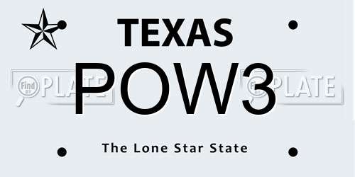 POW3 Texas License Plate