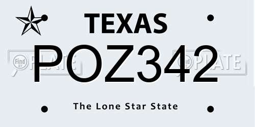 POZ342 Texas License Plate