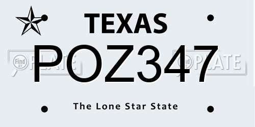 POZ347 Texas License Plate
