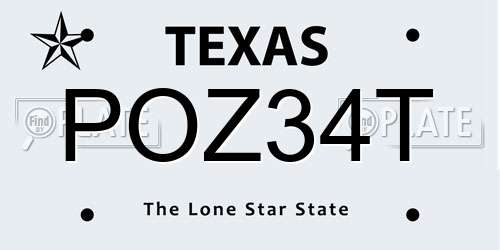 POZ34T Texas License Plate
