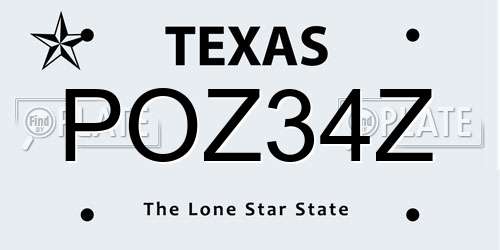 POZ34Z Texas License Plate