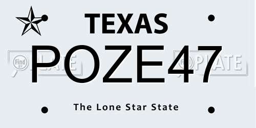 POZE47 Texas License Plate