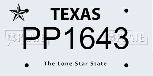 PP1643 Texas License Plate