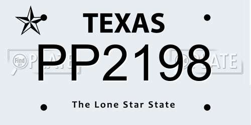 PP2198 Texas License Plate