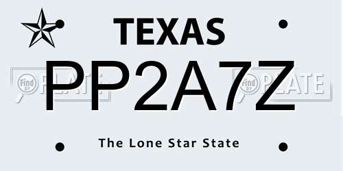 PP2A7Z Texas License Plate