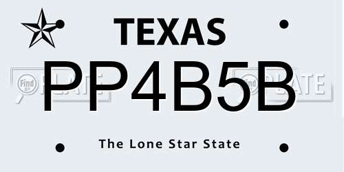PP4B5B Texas License Plate