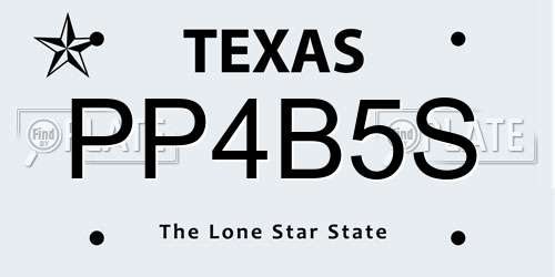 PP4B5S Texas License Plate
