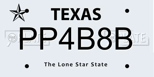 PP4B8B Texas License Plate