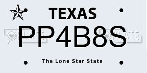 PP4B8S Texas License Plate