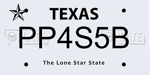 PP4S5B Texas License Plate