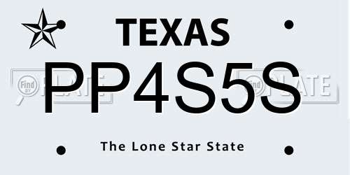 PP4S5S Texas License Plate