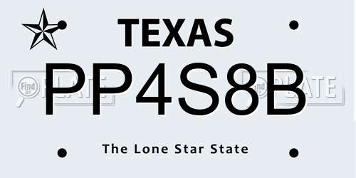 PP4S8B Texas License Plate
