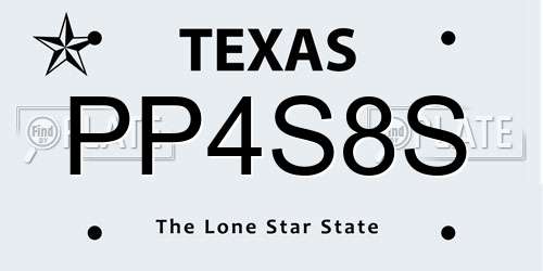 PP4S8S Texas License Plate