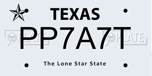 PP7A7T Texas License Plate