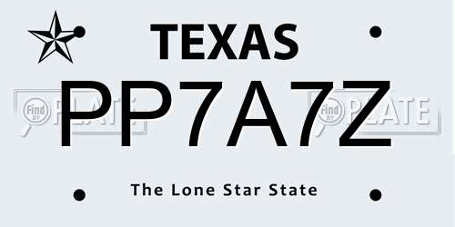 PP7A7Z Texas License Plate