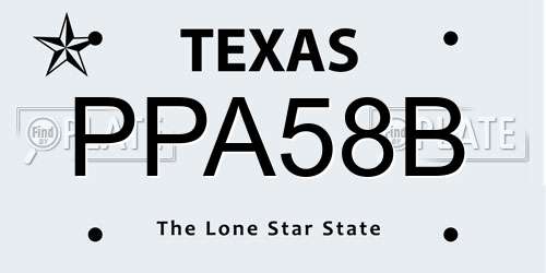 PPA58B Texas License Plate