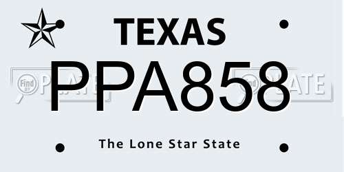 PPA858 Texas License Plate
