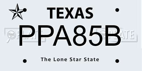 PPA85B Texas License Plate