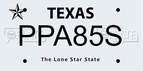 PPA85S Texas License Plate