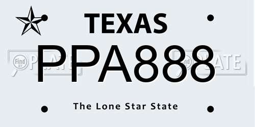 PPA888 Texas License Plate