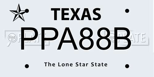 PPA88B Texas License Plate