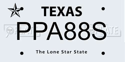 PPA88S Texas License Plate