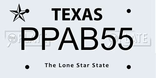PPAB55 Texas License Plate