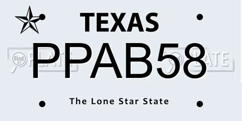 PPAB58 Texas License Plate