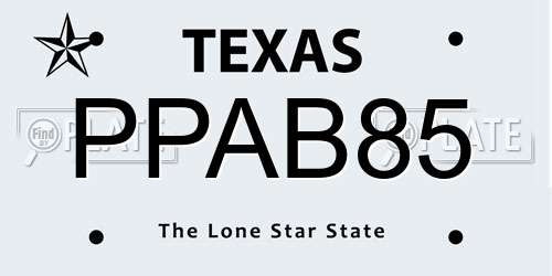 PPAB85 Texas License Plate