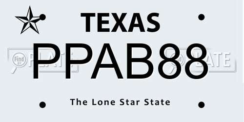 PPAB88 Texas License Plate