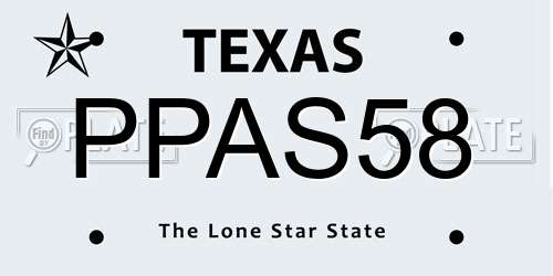 PPAS58 Texas License Plate
