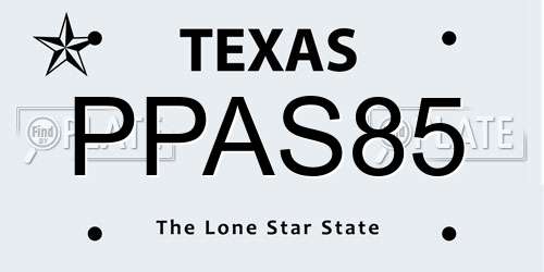 PPAS85 Texas License Plate