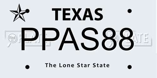 PPAS88 Texas License Plate