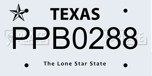 PPB0288 Texas License Plate