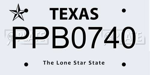 PPB0740 Texas License Plate