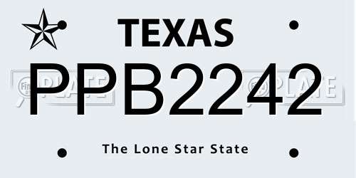 PPB2242 Texas License Plate
