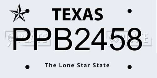 PPB2458 Texas License Plate