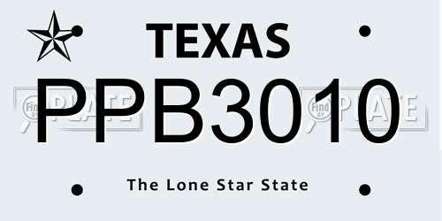 PPB3010 Texas License Plate