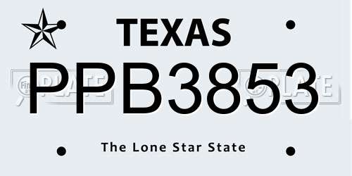 PPB3853 Texas License Plate