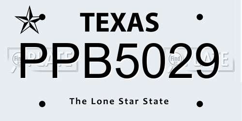 PPB5029 Texas License Plate