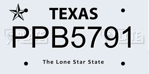 PPB5791 Texas License Plate