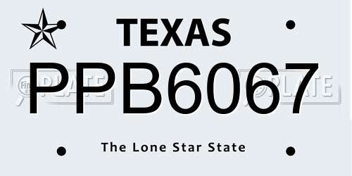 PPB6067 Texas License Plate