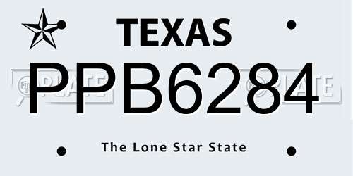 PPB6284 Texas License Plate